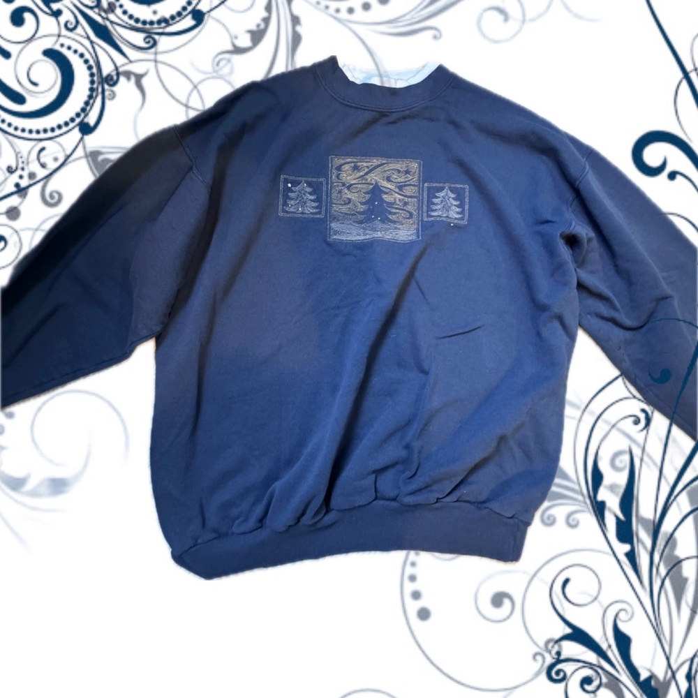 Elegant Navy Sweater with Tree Motif